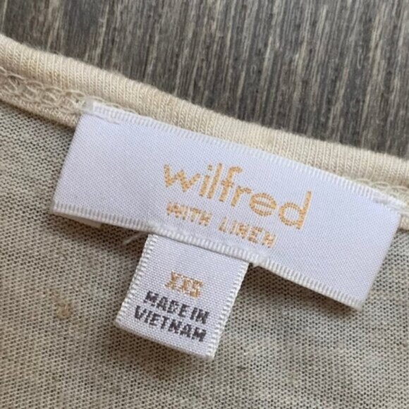 Aritzia Wilfred T-shirt Heathered Short Sleeve Linen blend Crew neck Cream XXS - Picture 10 of 12